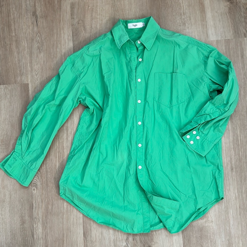 The Frankie Shop Green Melody Organic Cotton Button Up Shirt XS/S